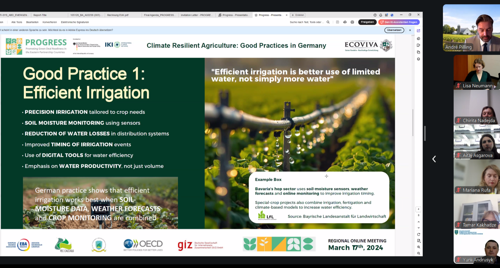 PROGRESS Regional Online Meeting "Climate-Resilient Agriculture: Good Practices in Germany"